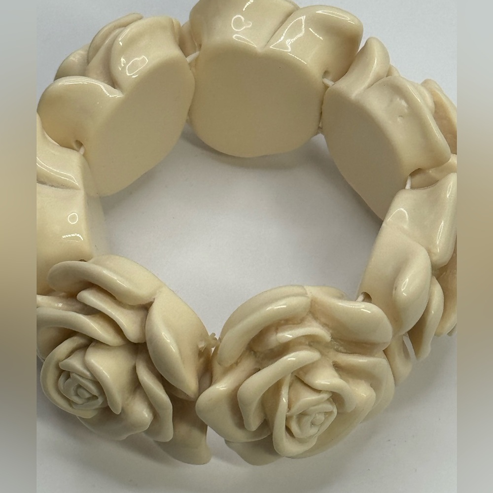 Vtg Cream Rose Bracelet - Picture 6 of 7